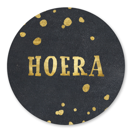 Hoera goudlook krijtbord met spetters